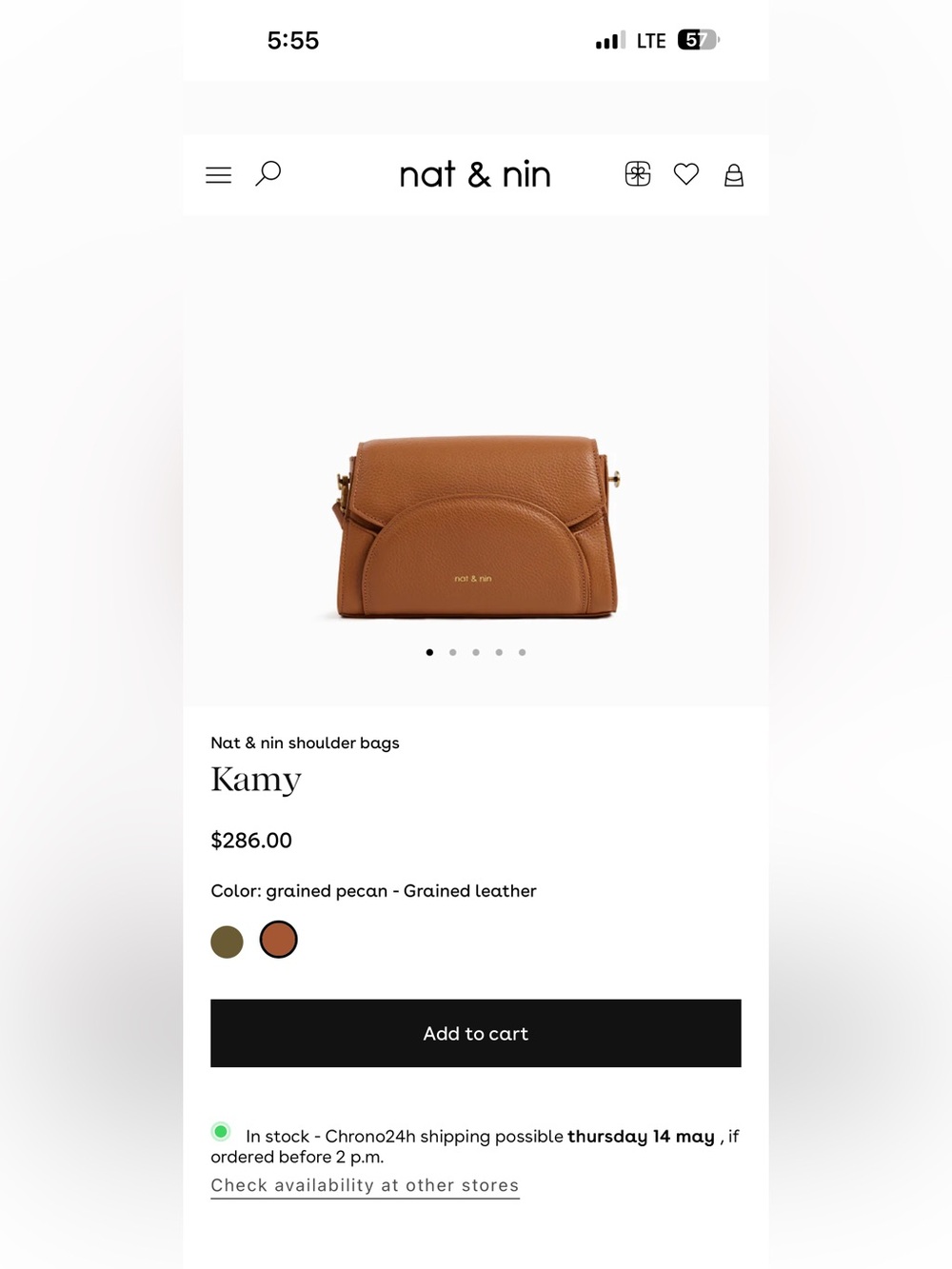 EUC Nat & Nin Kamy Shoulder Bag in Grained Pecan